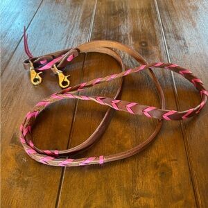 Rafter T Hot Pink Braided Barrel Reins